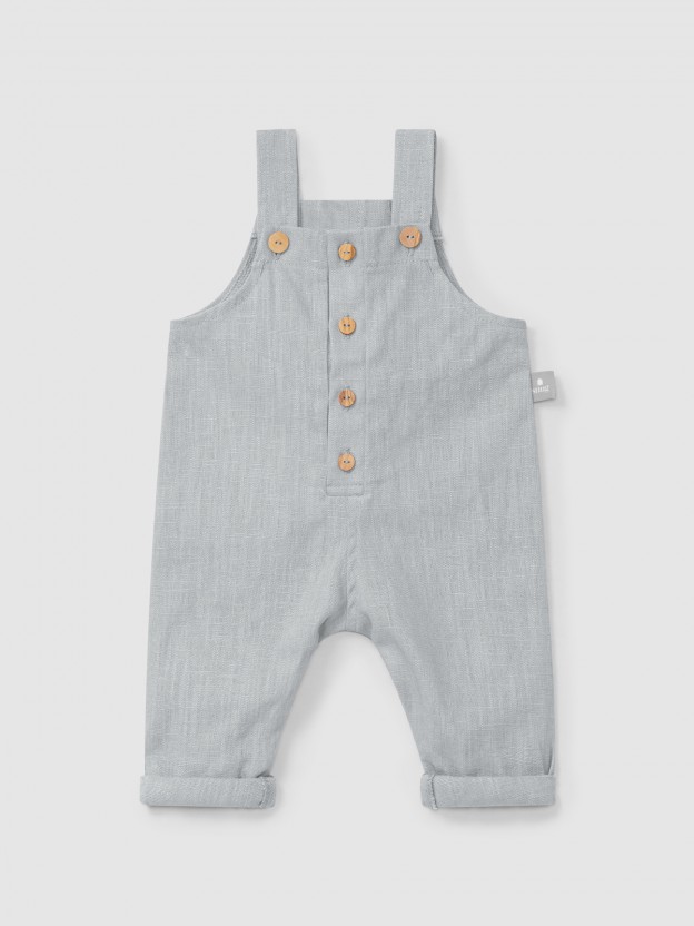Plain dungarees in linen with cotton