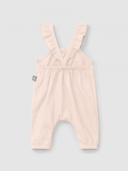 Peto liso de lino con algodón y tirantes con volante Peto liso de lino con algodón y tirantes con volante