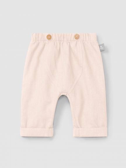 Calas pull-up lisas em linho com algodo
