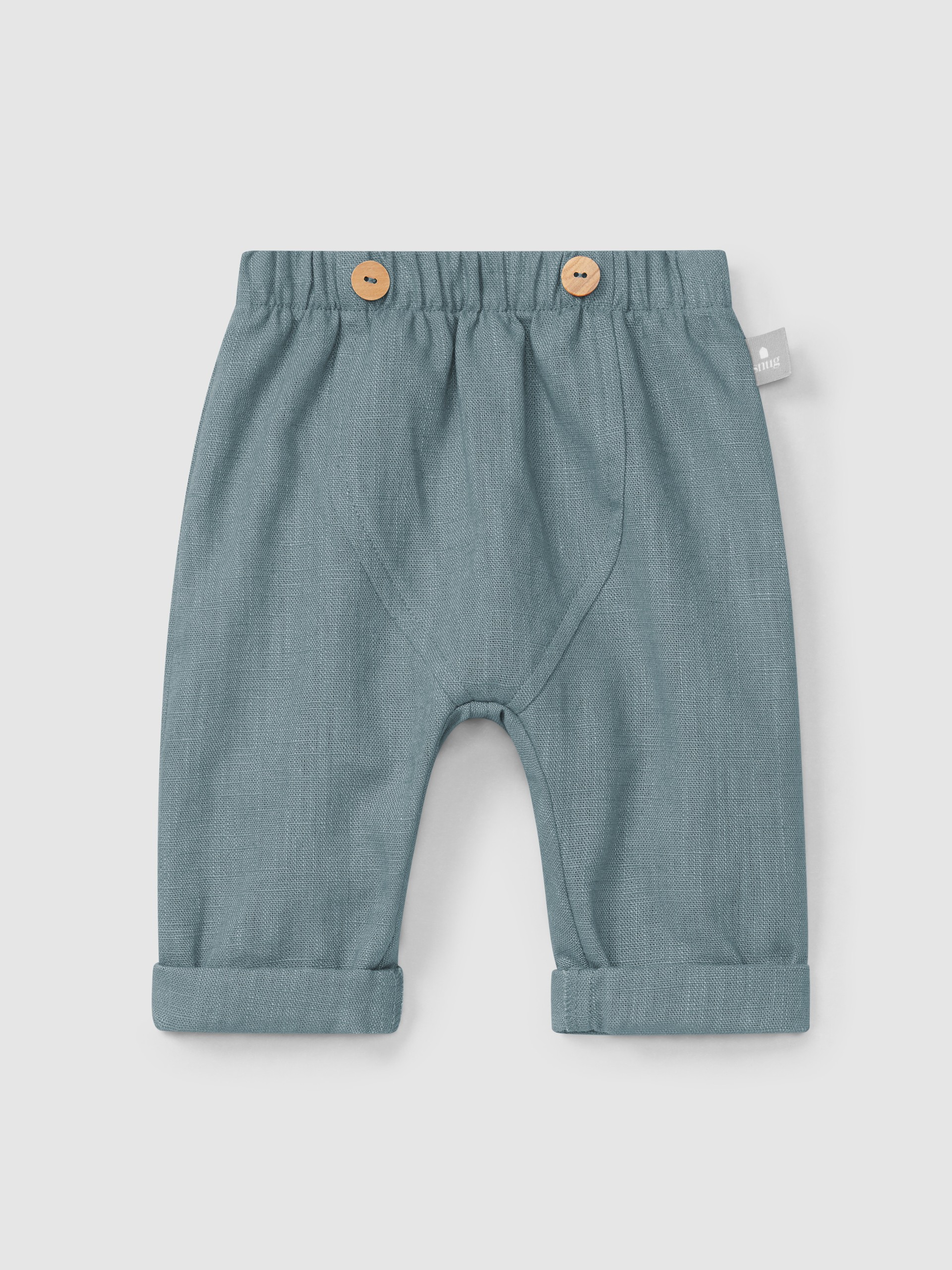 Plain pull-up pants in linen with cotton