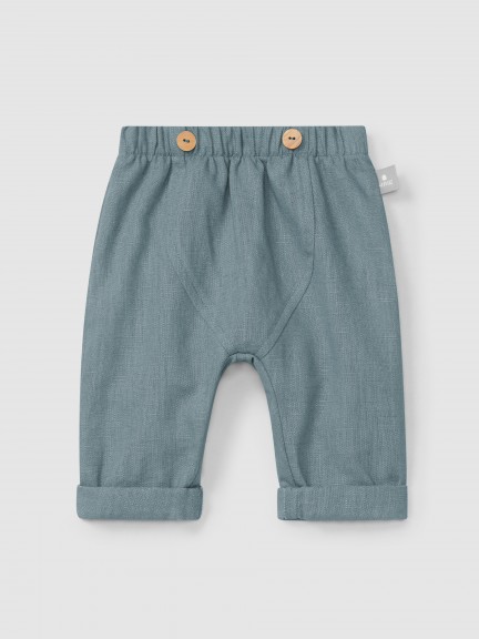Calas pull-up lisas em linho com algodo