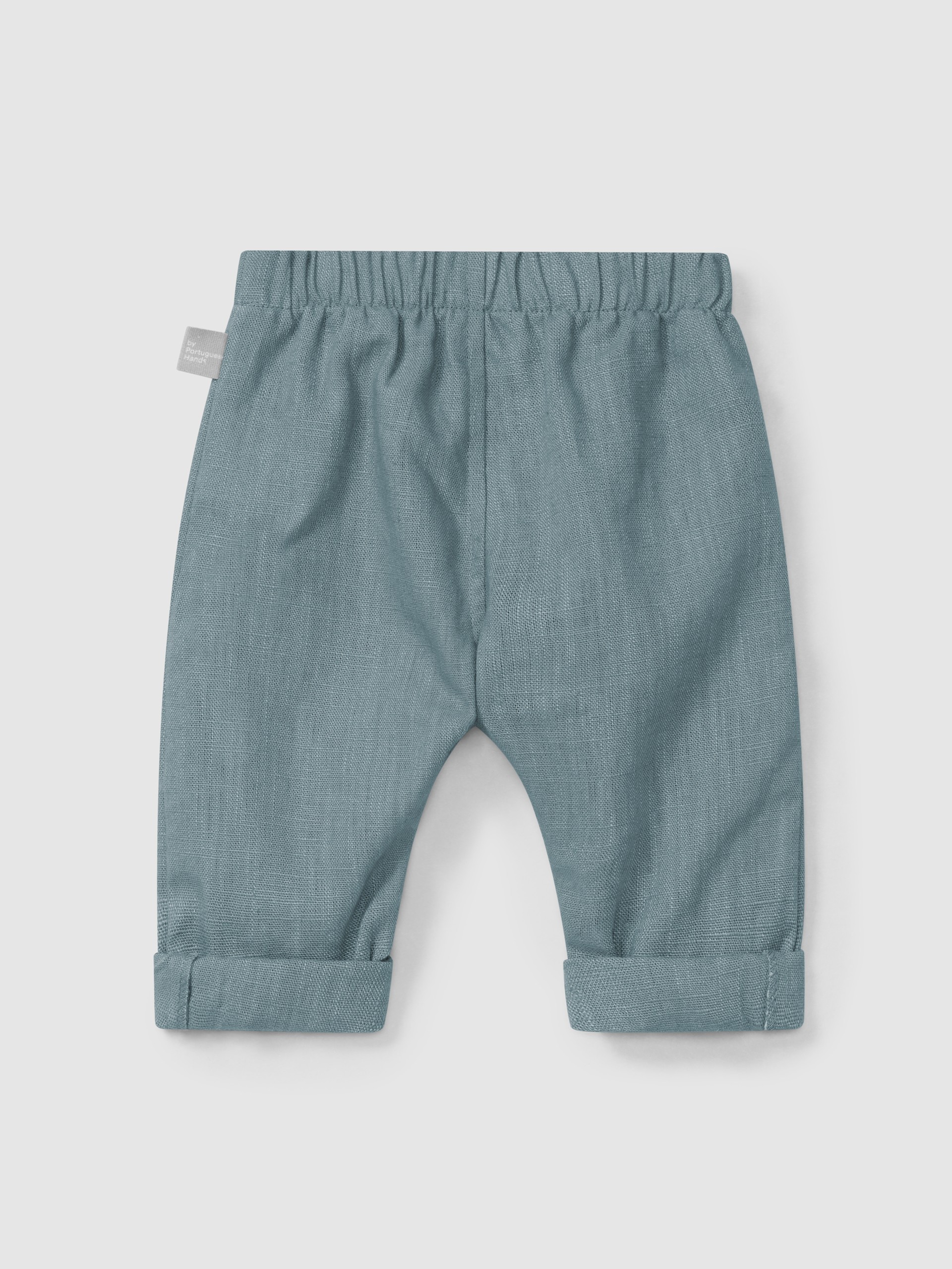 Plain pull-up pants in linen with cotton