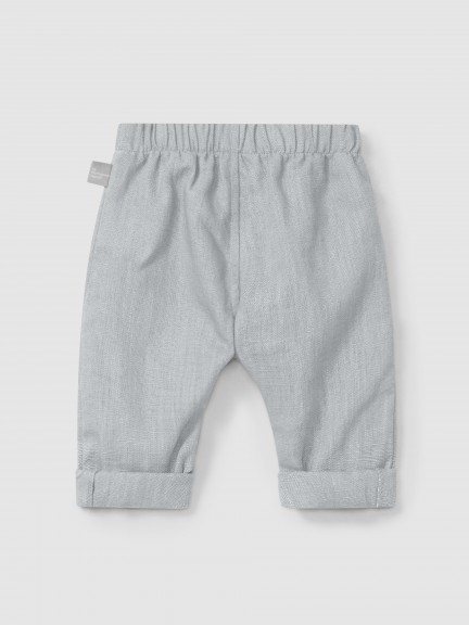 Plain pull-up pants in linen with cotton Plain pull-up pants in linen with cotton