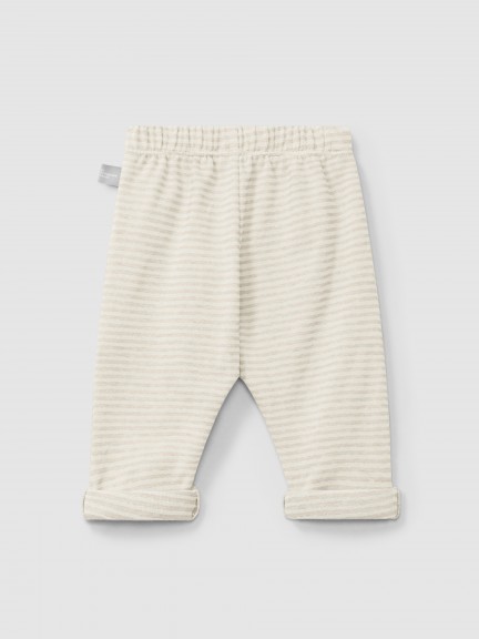 Calças pull-up de riscas em algodão Calças pull-up de riscas em algodão