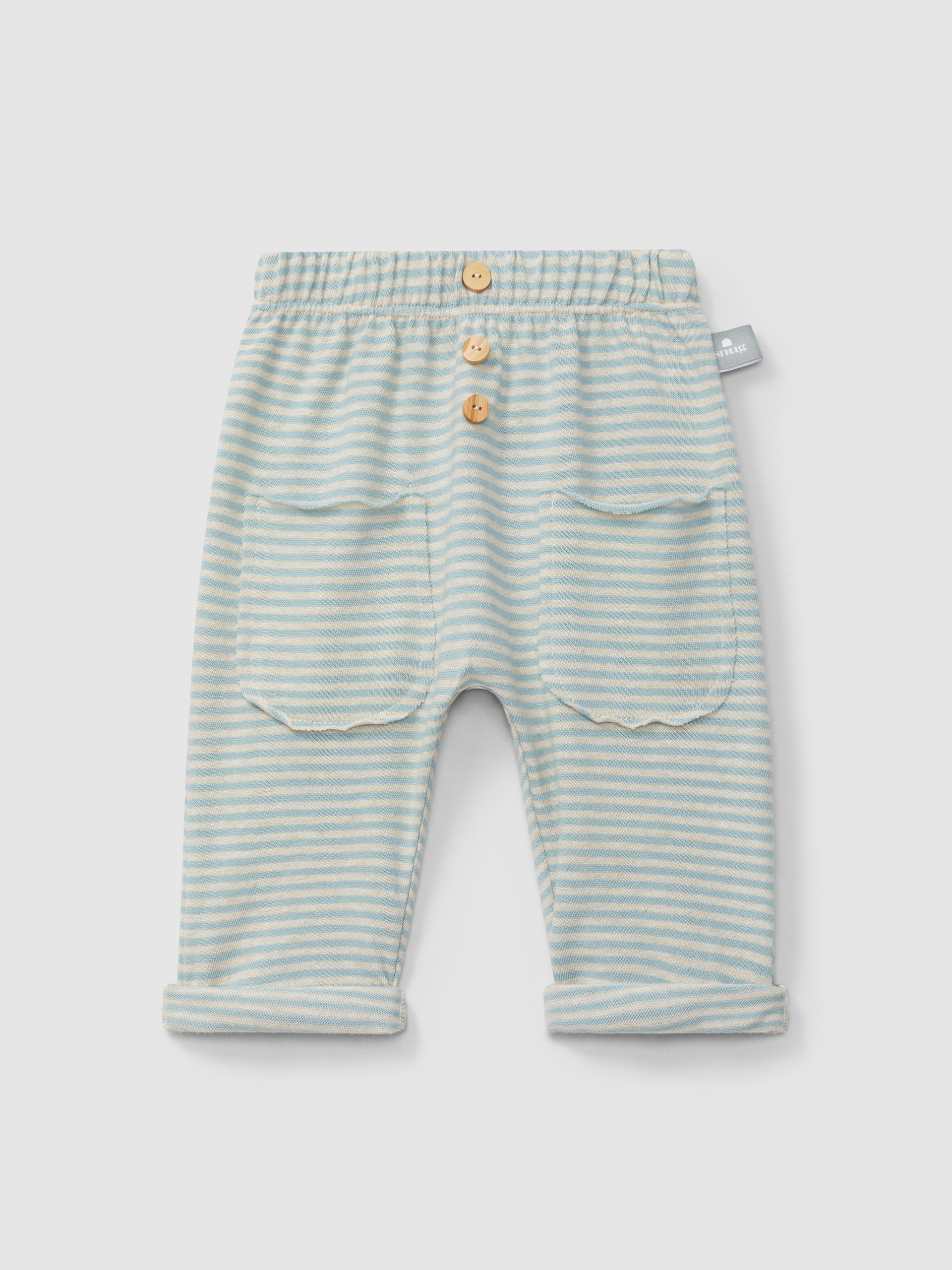 Cotton striped pull-up pants