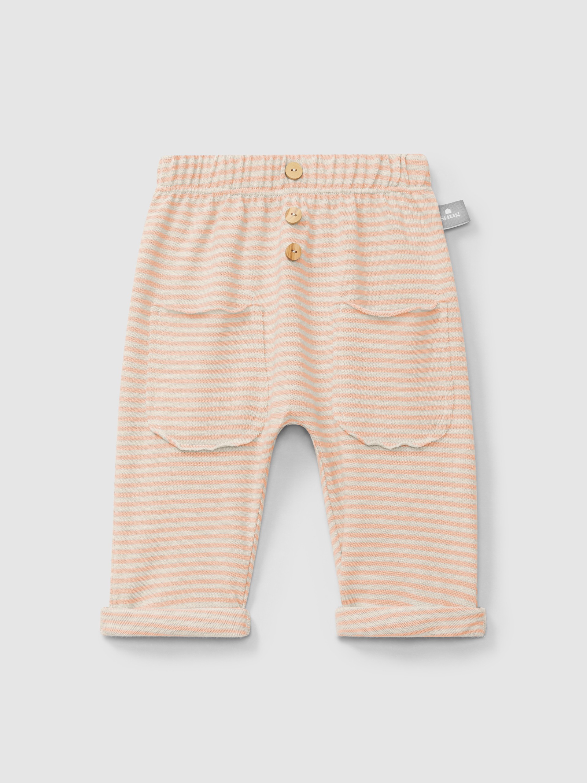 Calças pull-up de riscas em algodão
