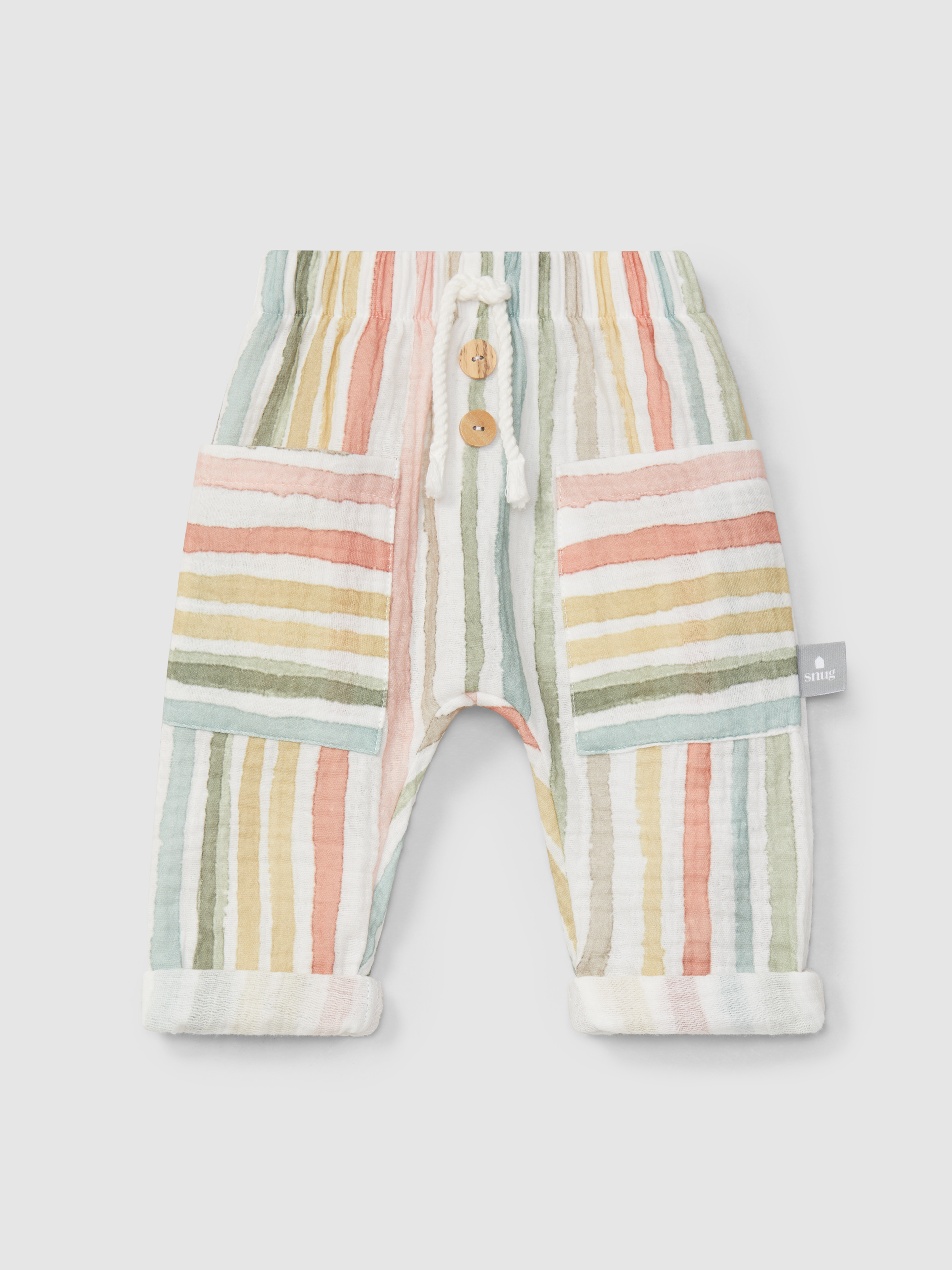 Multi-colour striped pull-up pants