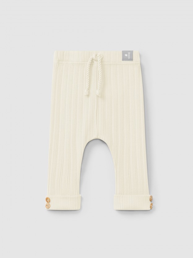 Leggings em malha canelada