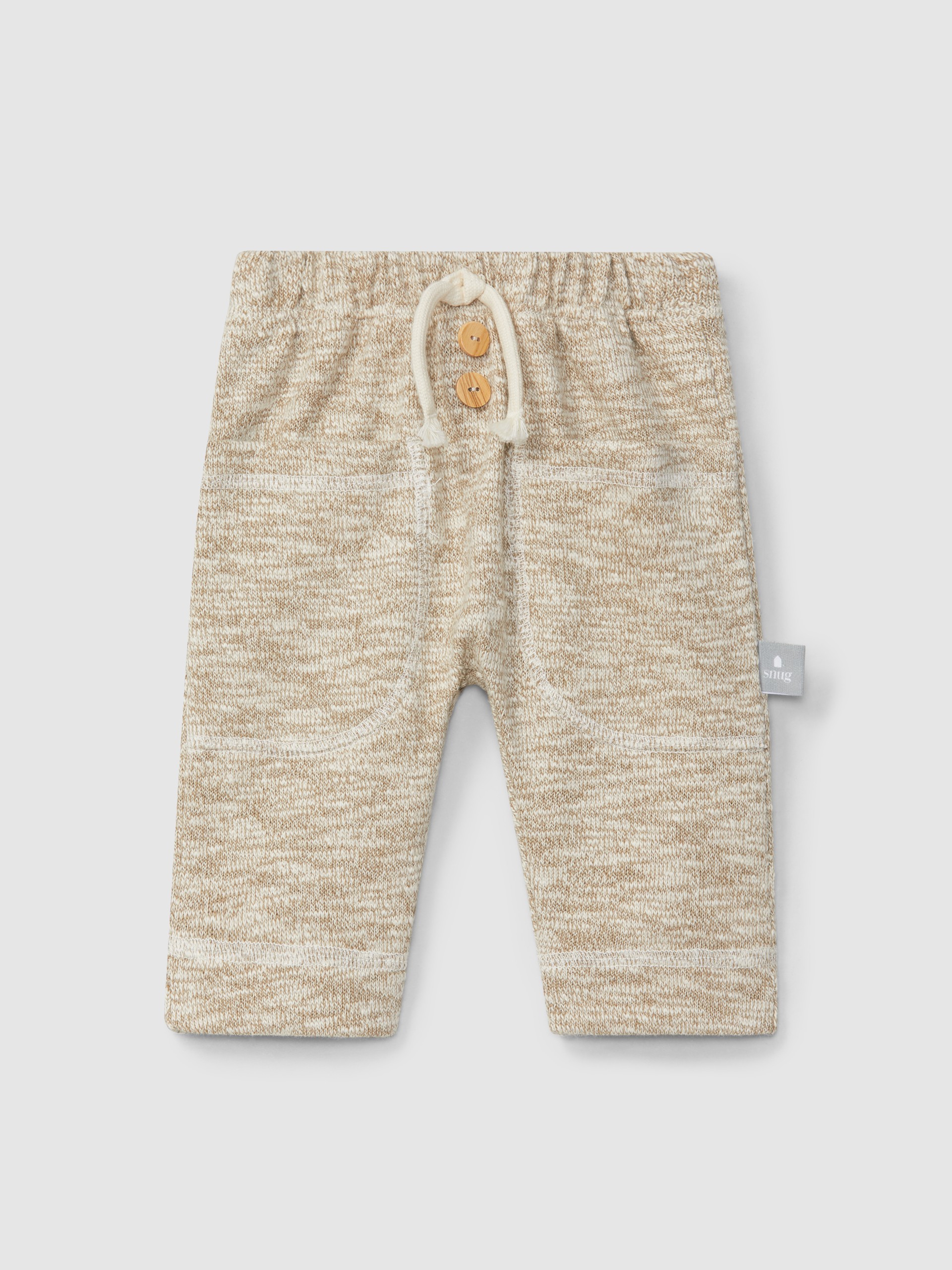 Calças pull-up em malha efeito tricot