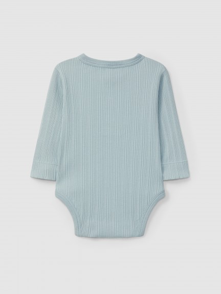 Body manga comprida em malha canelada Body manga comprida em malha canelada