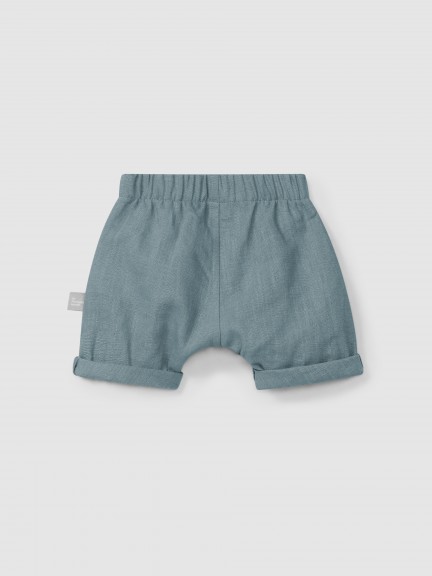 Plain pull-up shorts in linen with cotton Plain pull-up shorts in linen with cotton