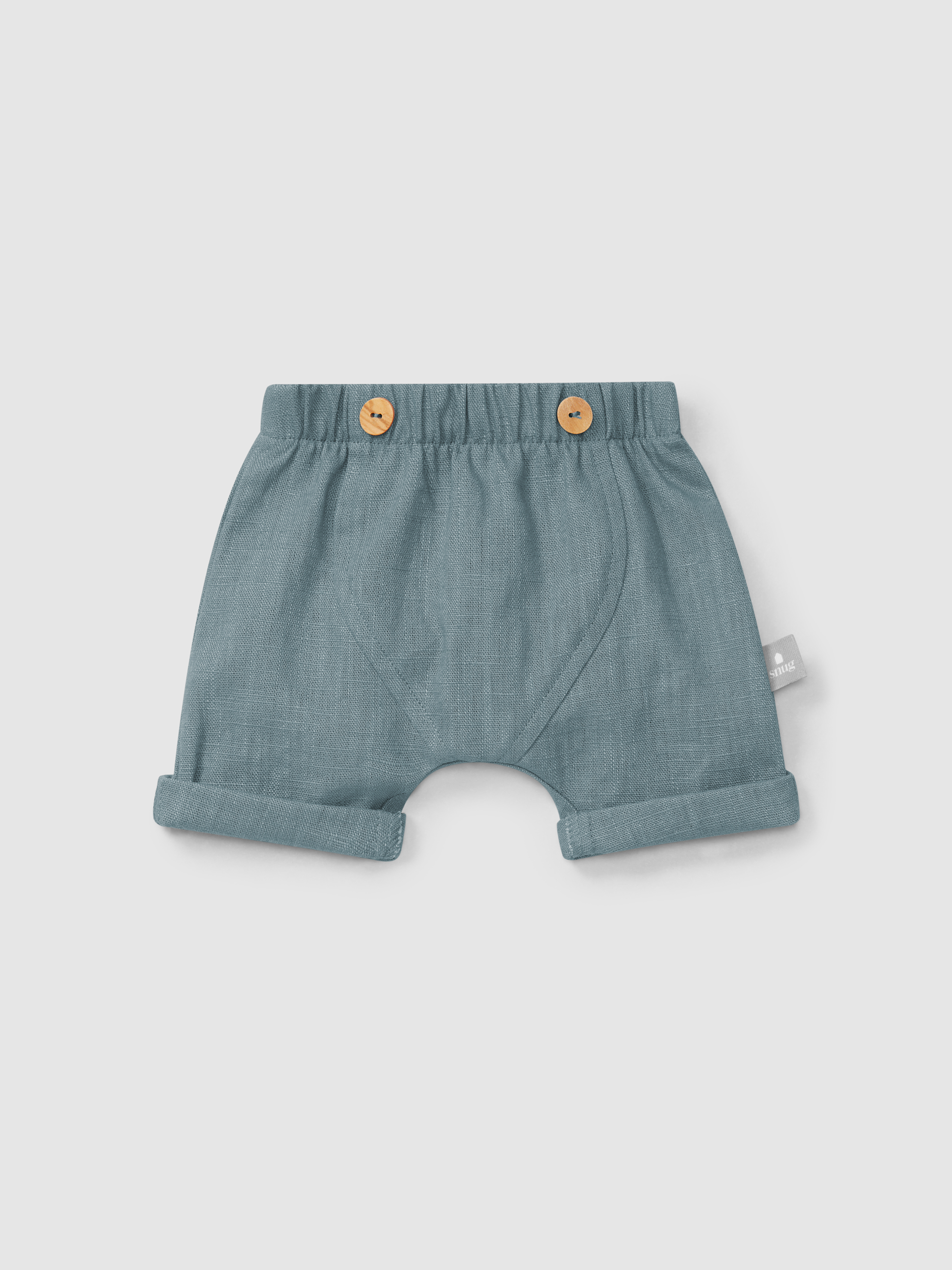 Calções pull-up lisos em linho com algodão