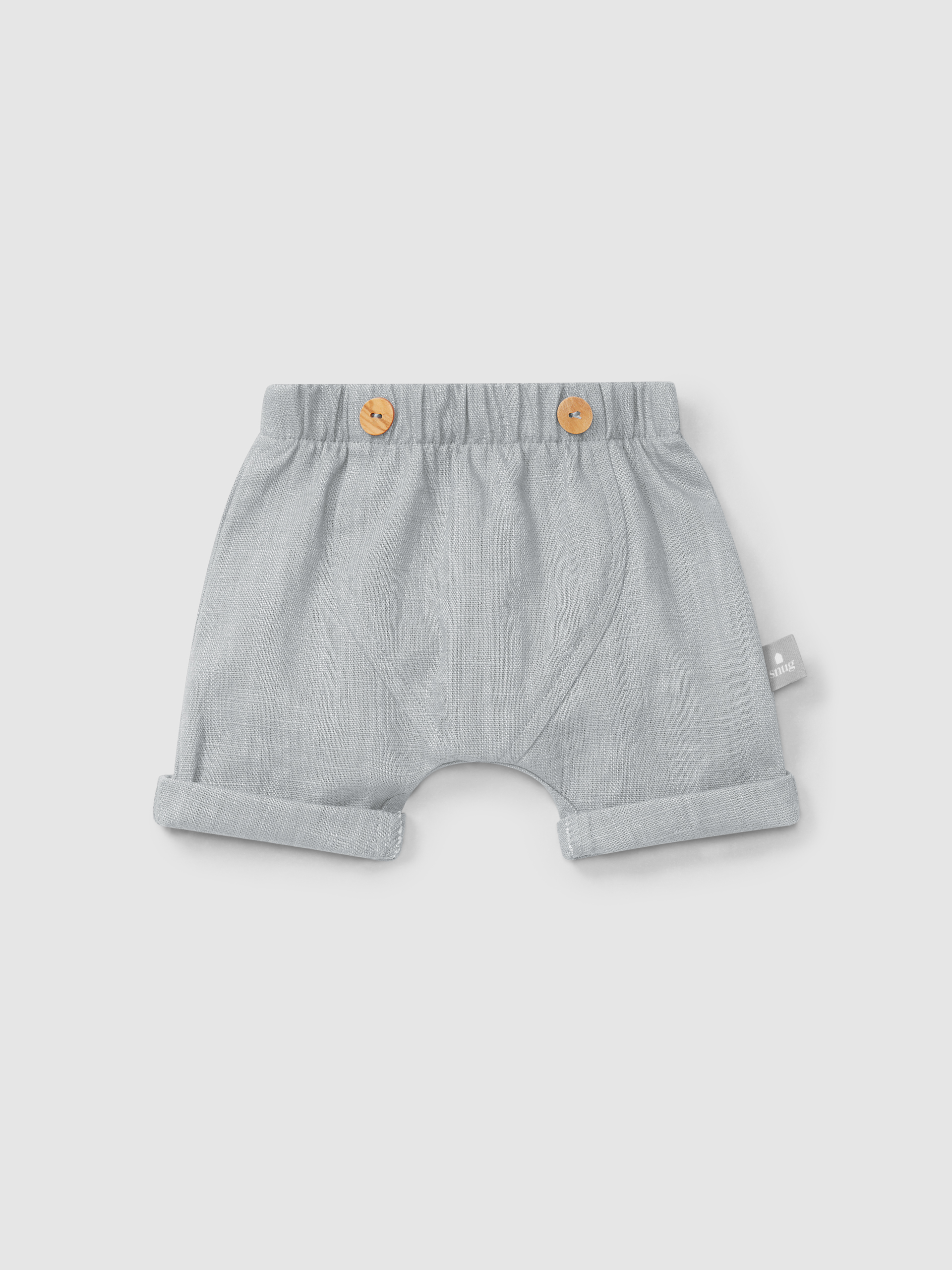 Plain pull-up shorts in linen with cotton