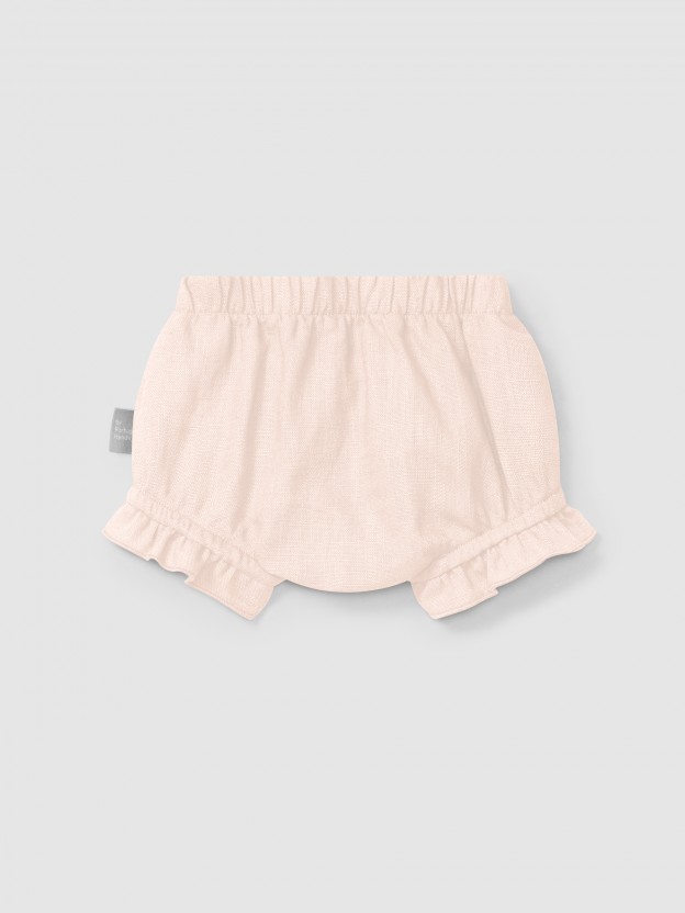 Plain pull-up diaper cover in linen with cotton
