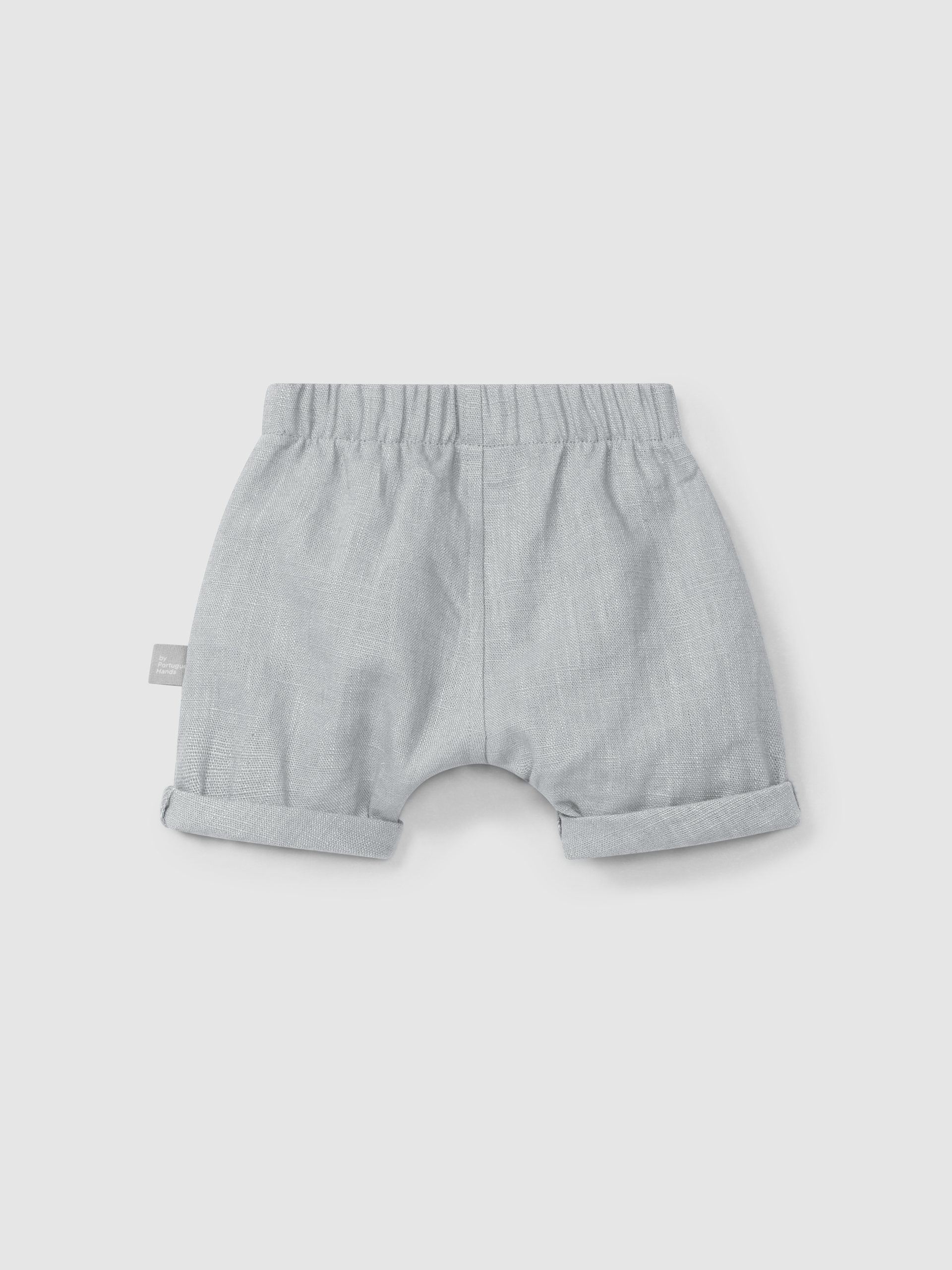 Plain pull-up shorts in linen with cotton