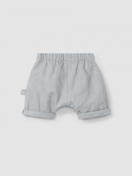Plain pull-up shorts in linen with cotton Plain pull-up shorts in linen with cotton
