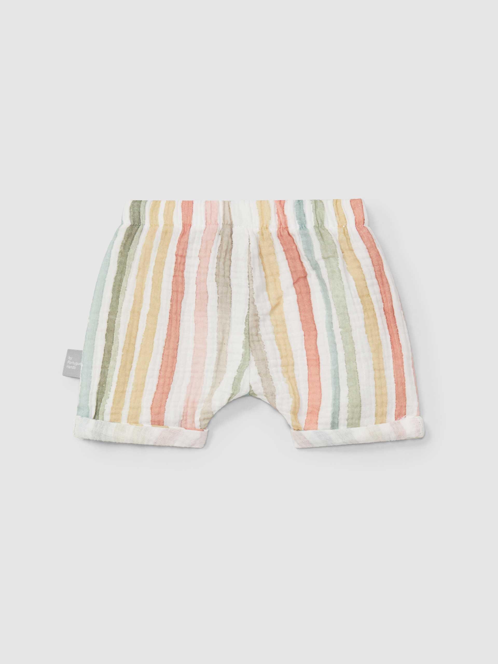 Multi-colour striped pull-up shorts