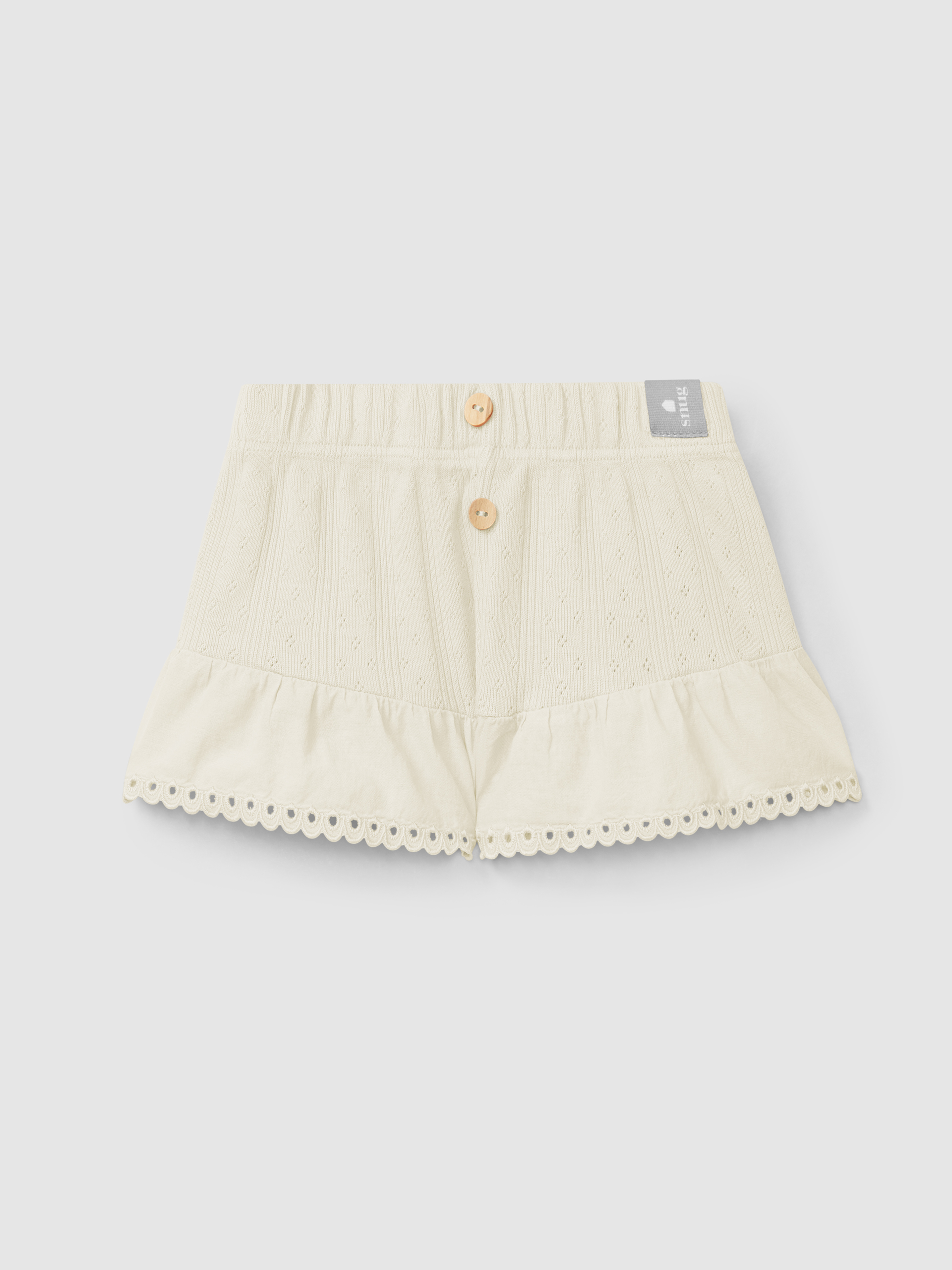 Calções pull-up ajour com bordado inglês