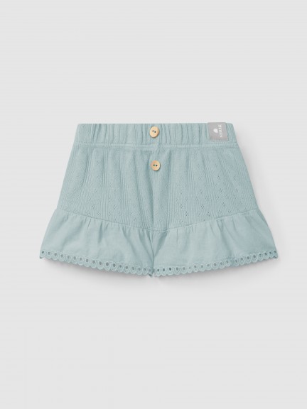 Pantaln Corto pull-up ajour con bordado ingls