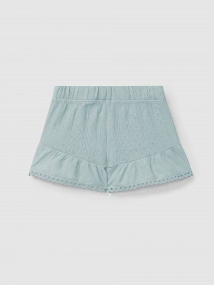 Calções pull-up ajour com bordado inglês Calções pull-up ajour com bordado inglês