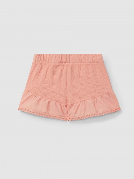 Pantalón Corto pull-up ajour con bordado inglés Pantalón Corto pull-up ajour con bordado inglés