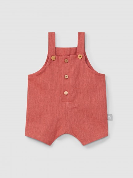 Plain dungaree shorts in linen with cotton