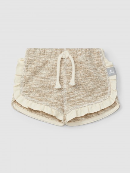 Cales pull-up em malha efeito tricot com detalhe de folho