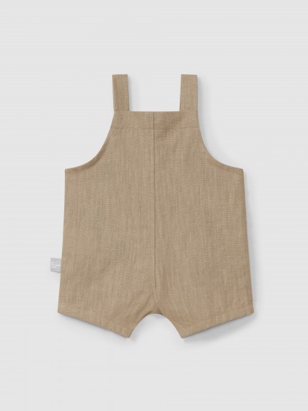 Plain dungaree shorts in linen with cotton Plain dungaree shorts in linen with cotton