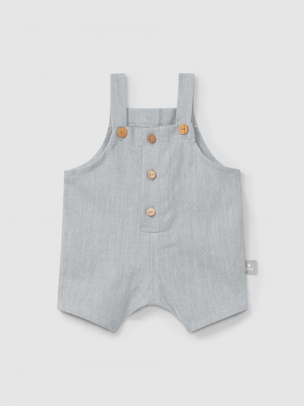 Plain dungaree shorts in linen with cotton