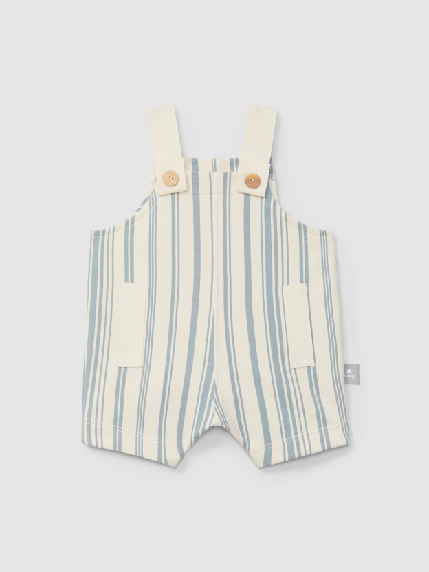 Printed plush dungaree shorts