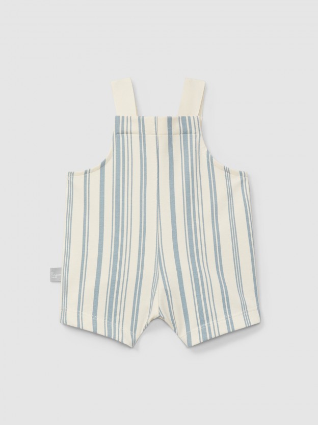 Printed plush dungaree shorts