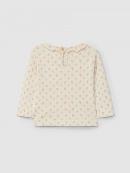 Longsleeve flores em malha canelada Longsleeve flores em malha canelada