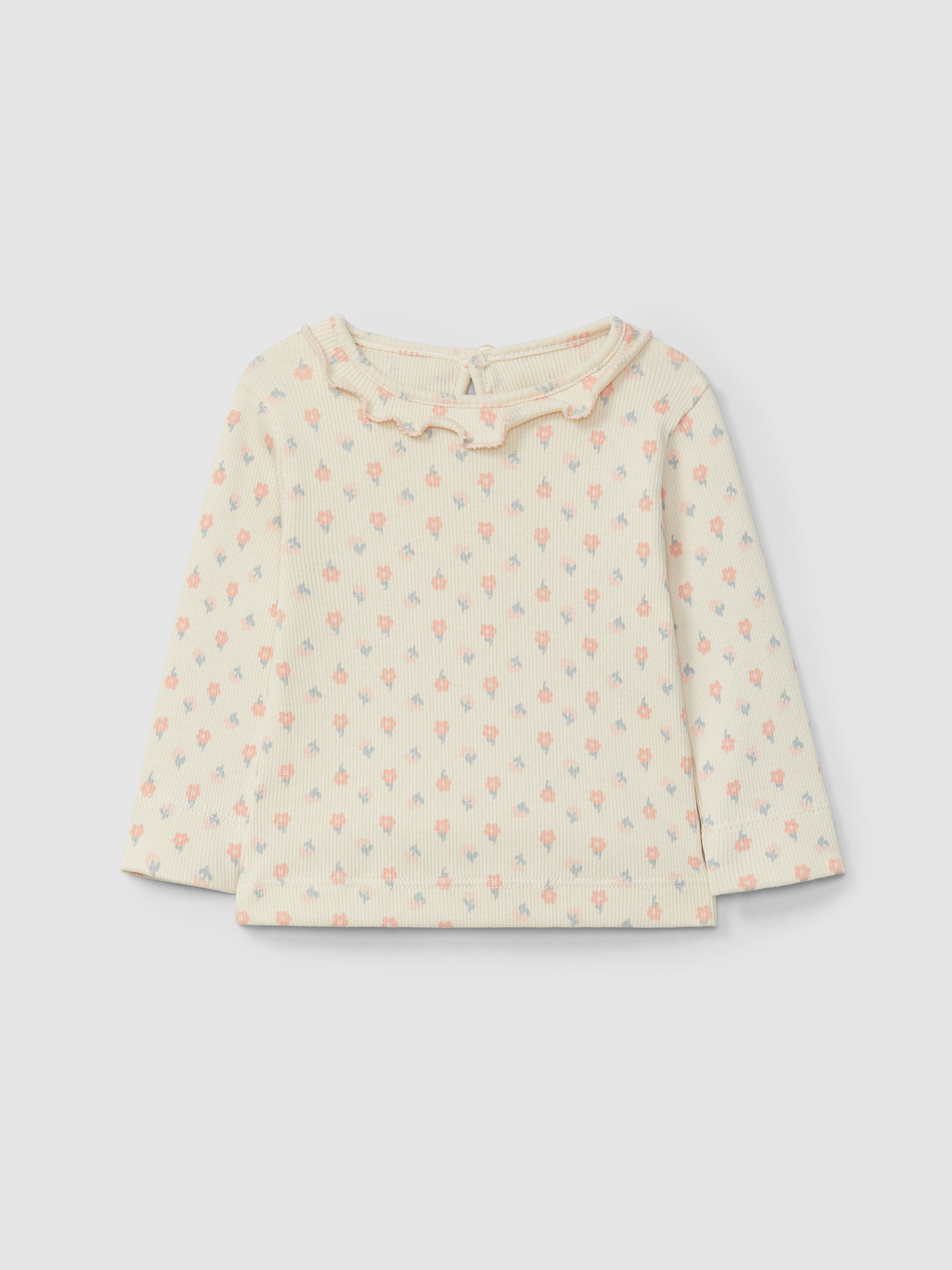 Longsleeve flores em malha canelada