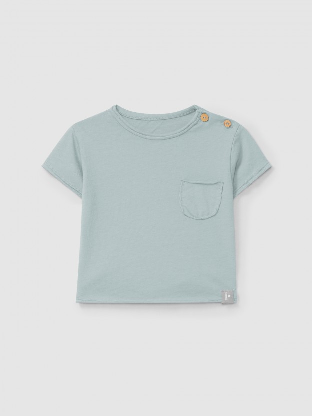 T-shirt com bolso lisa