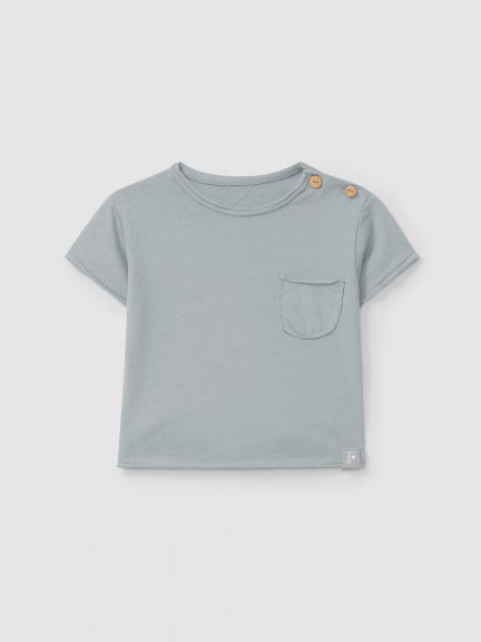 T-shirt com bolso lisa