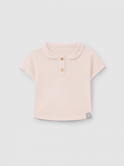 Plain polo shirt with rickrack detail