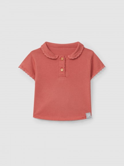 Plain polo shirt with rickrack detail