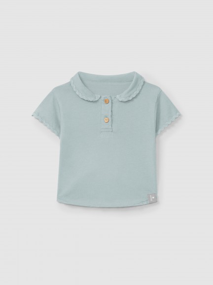 Plain polo shirt with rickrack detail