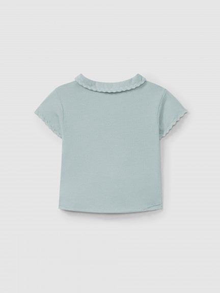 Polo liso com detalhe de espiguilha Polo liso com detalhe de espiguilha