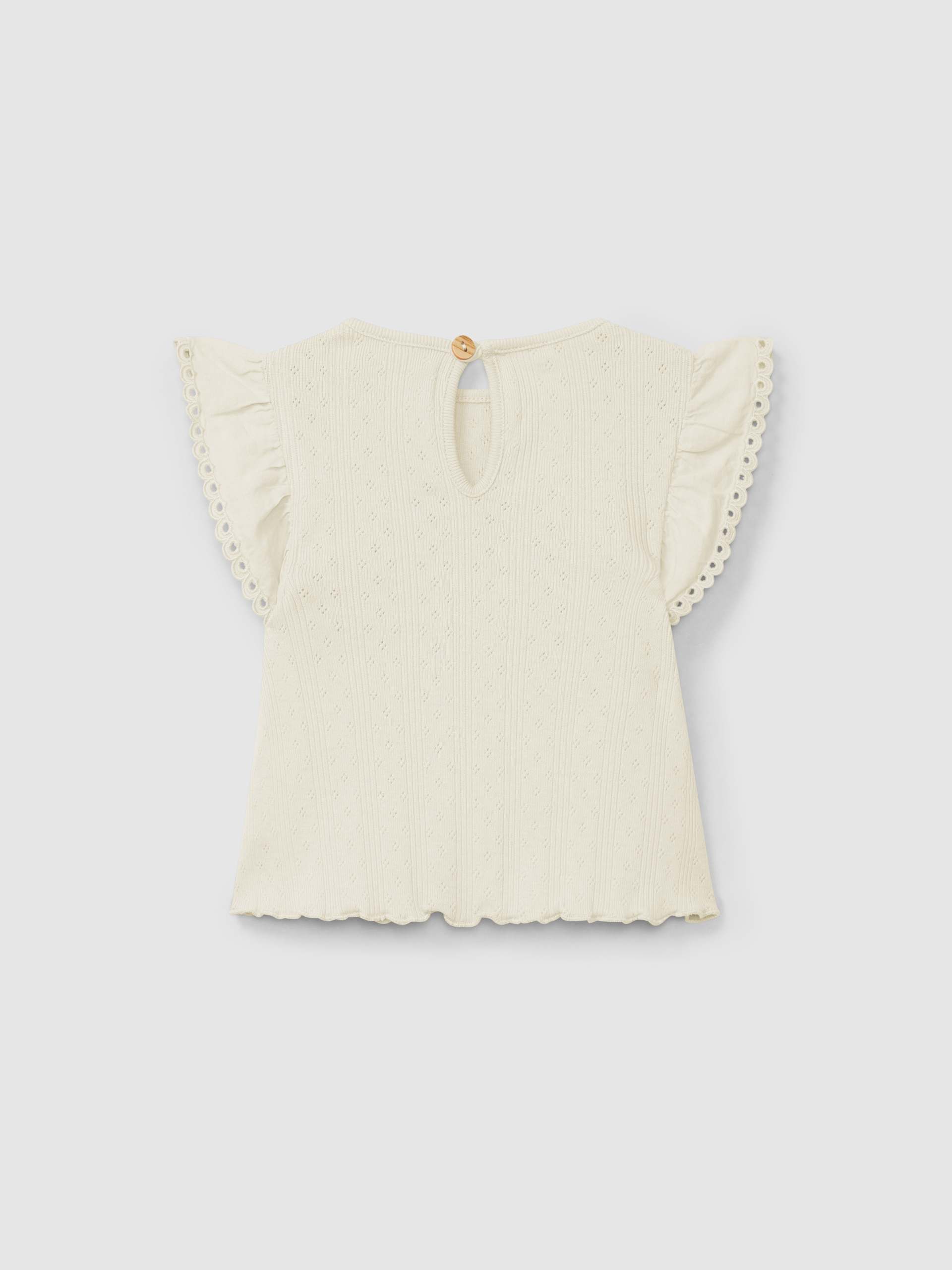 Top ajour com mangas de folho bordado inglês