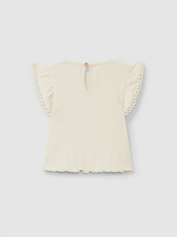 Ajour pattern top with ruffled sleeves English embroidery Ajour pattern top with ruffled sleeves English embroidery