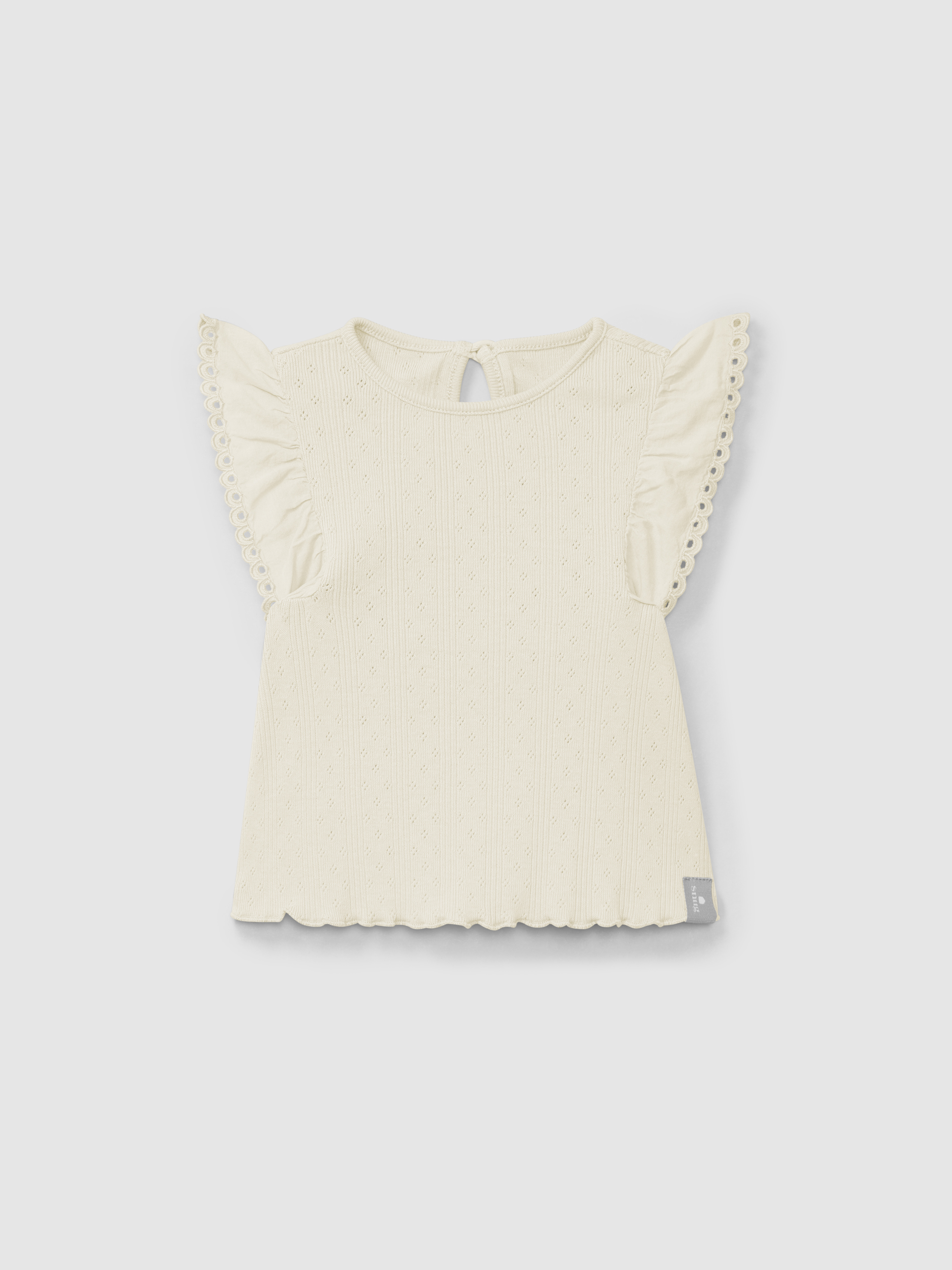 Top ajour com mangas de folho bordado inglês