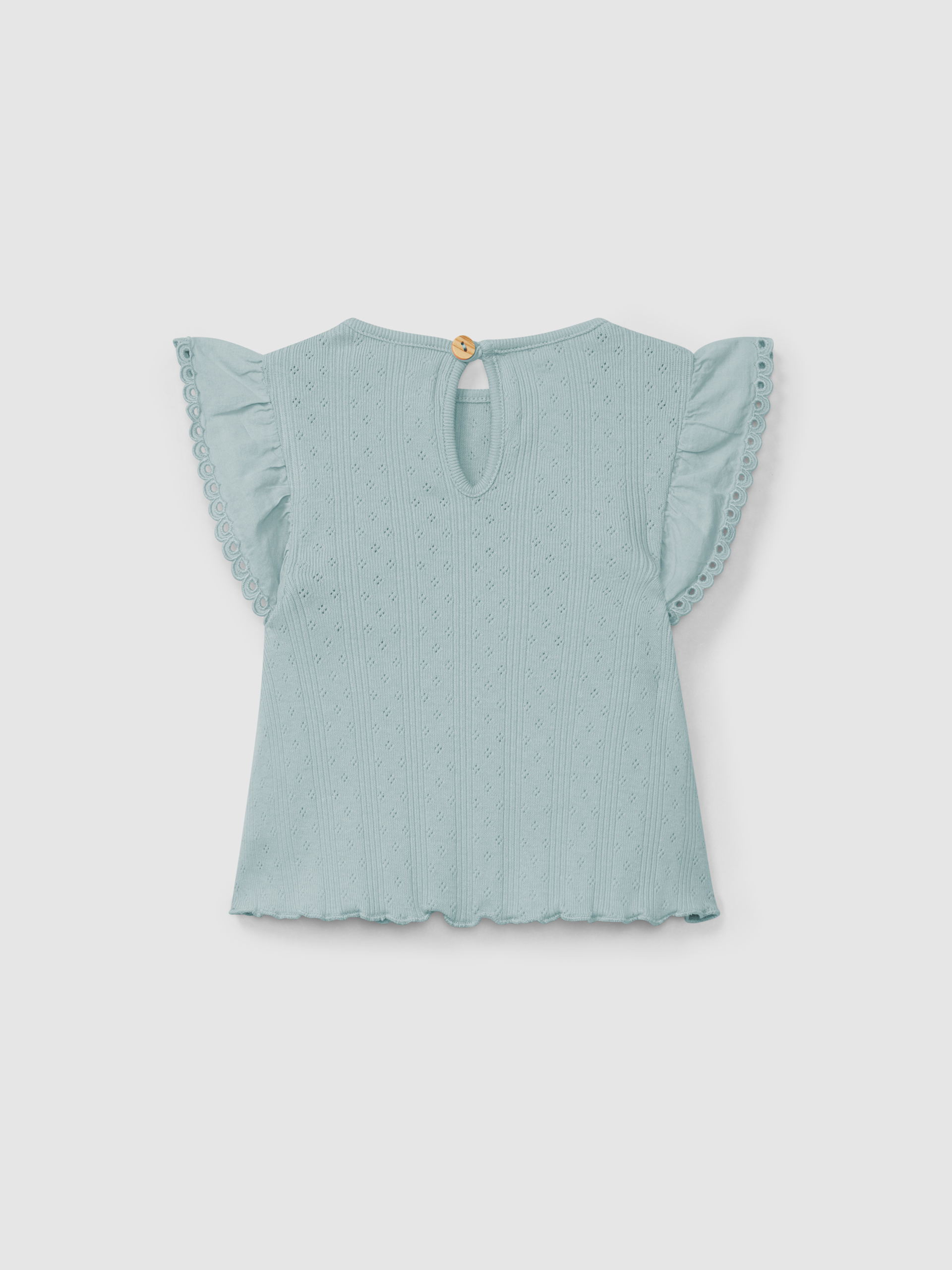 Top ajour com mangas de folho bordado inglês