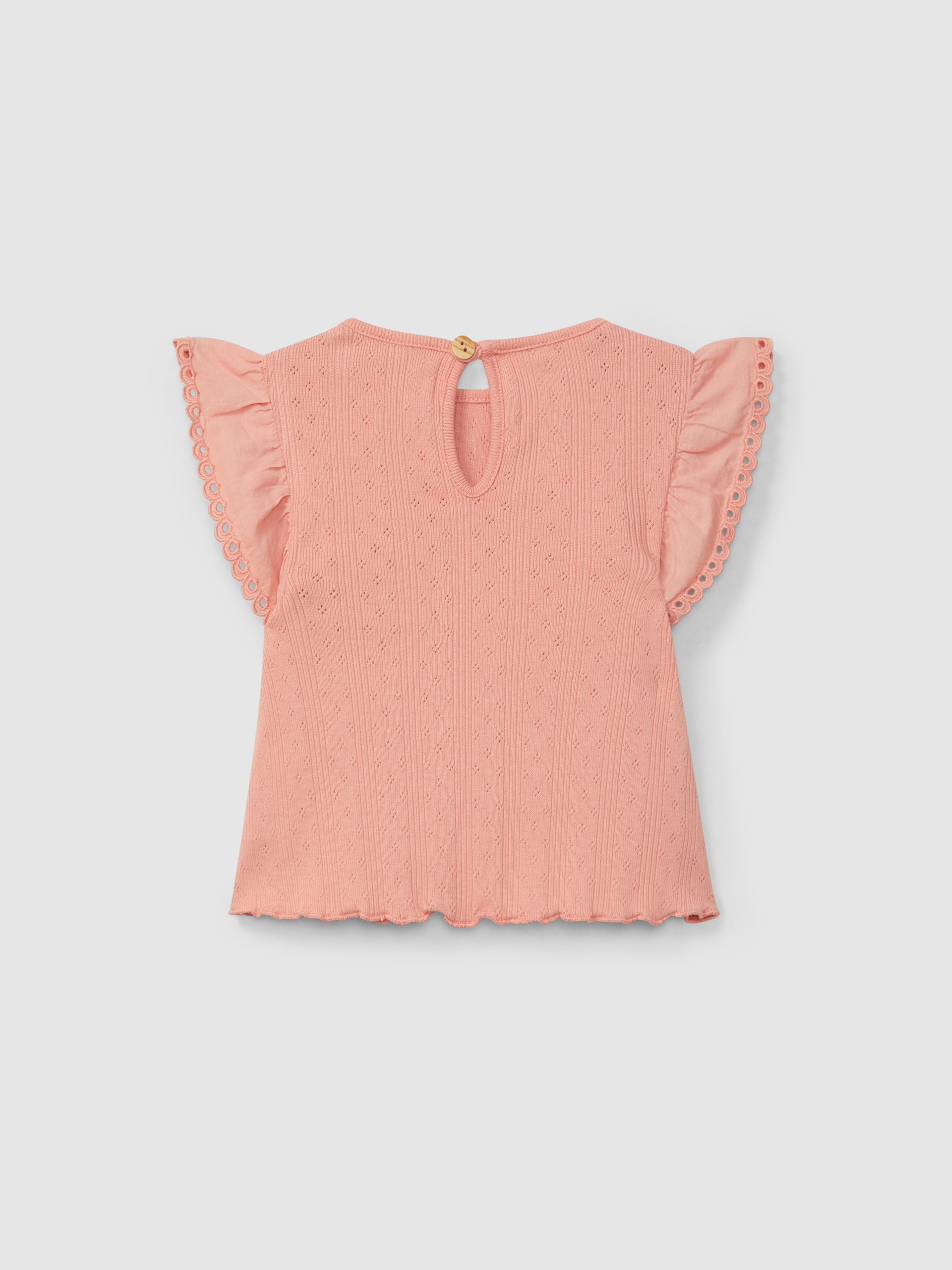 Top ajour com mangas de folho bordado inglês