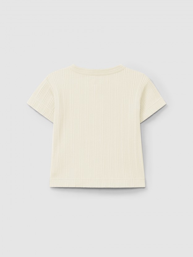 T-shirt em malha canelada T-shirt em malha canelada
