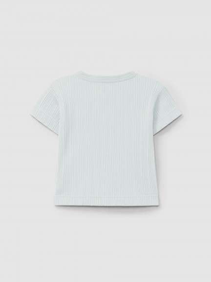 T-shirt em malha canelada T-shirt em malha canelada