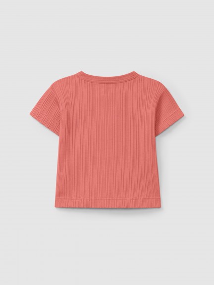 T-shirt em malha canelada T-shirt em malha canelada