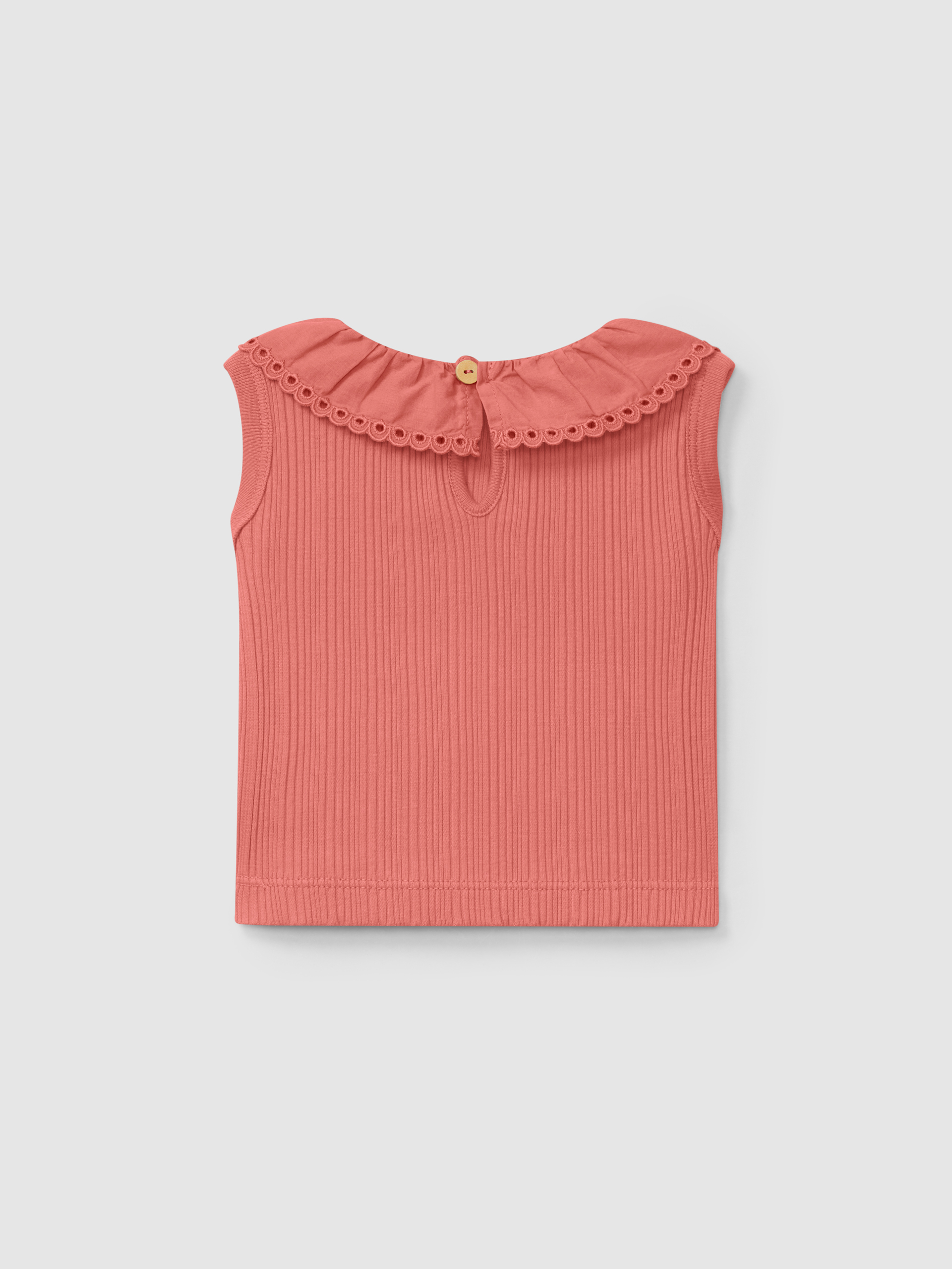 Ribbed jersey singlet and English embroidery collar