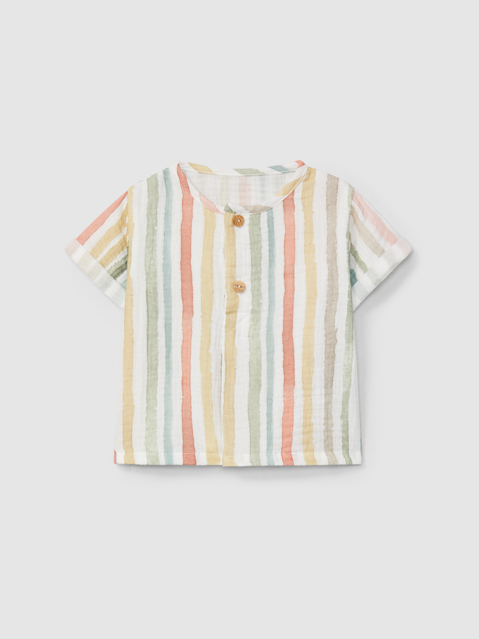 Multi-colour striped short-sleeve shirt