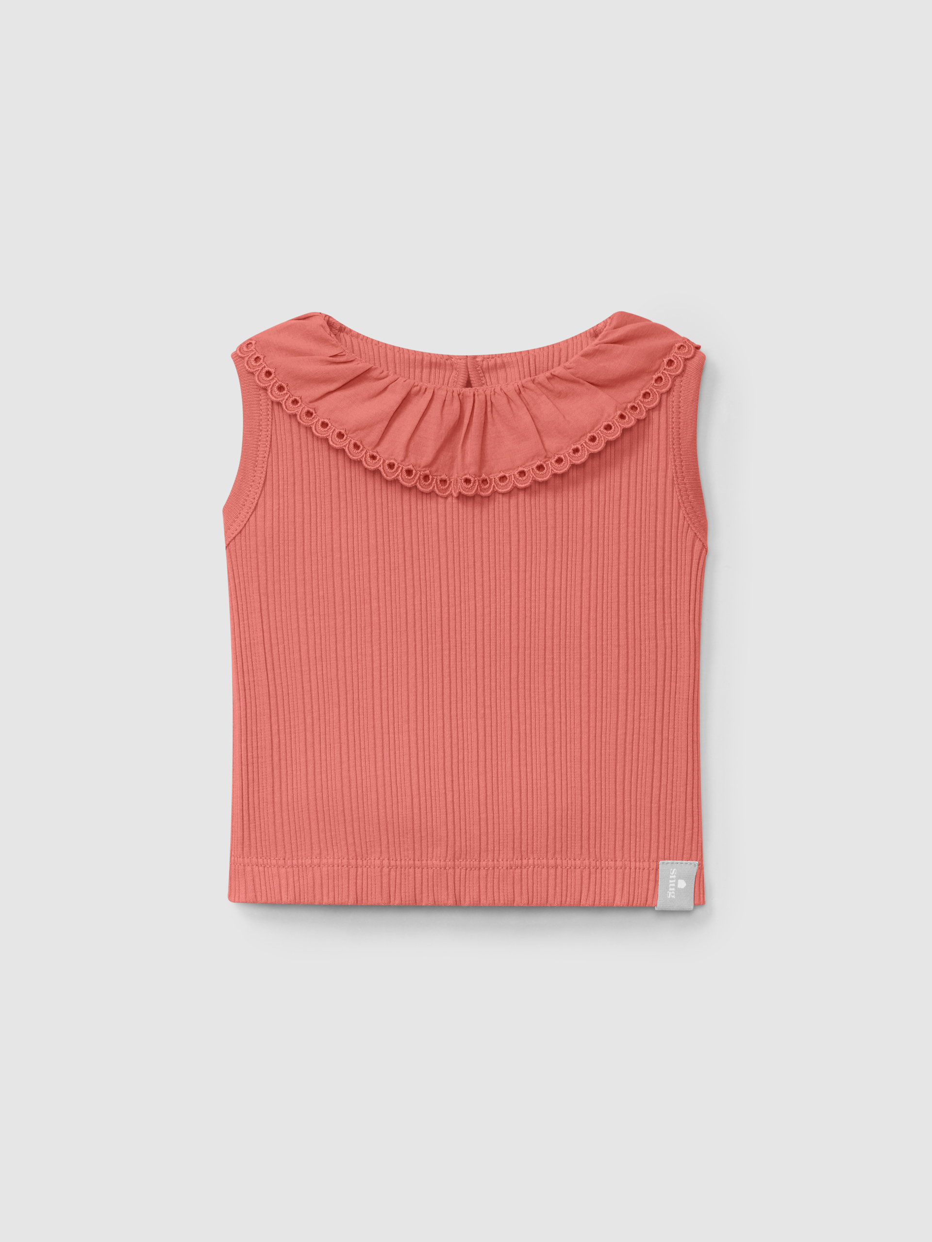 Ribbed jersey singlet and English embroidery collar